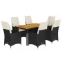 Set de comedor de jardín 7 pzas y cojines ratán sintético negro de , Conjuntos de jardín - Ref: Foro24-3276683, Precio: 787,8...