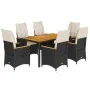 Set de comedor de jardín 7 pzas y cojines ratán sintético negro by , Garden sets - Ref: Foro24-3276835, Price: 762,13 €, Disc...