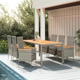Set comedor jardín 7 pzas y cojines ratán sintético gris von , Gartensets - Ref: Foro24-3157542, Preis: 600,81 €, Rabatt: -5%%