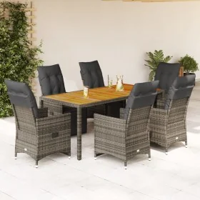 Mesita y sillas jardín 7 piezas y cojines ratán sintético gris de , Conjuntos de jardín - Ref: Foro24-3276889, Precio: 963,45...