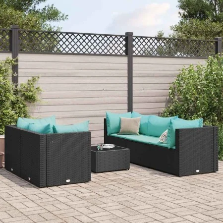 Set muebles de jardín 6 piezas y cojines ratán sintético negro von , Gartensets - Ref: Foro24-3308020, Preis: 469,36 €, Rabat...