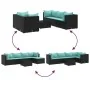 Set muebles de jardín 6 piezas y cojines ratán sintético negro von , Gartensets - Ref: Foro24-3308020, Preis: 469,36 €, Rabat...