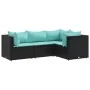 Juego de jardín con cojines 4 piezas ratán sintético negro von , Gartensets - Ref: Foro24-3308076, Preis: 301,06 €, Rabatt: -5%%