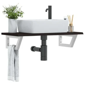 Estante de lavabo de pared de acero y madera