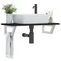 Estante de lavabo de pared de acero y madera maciza de roble de , Tocadores de baño - Ref: Foro24-3302586, Precio: 69,85 €, D...