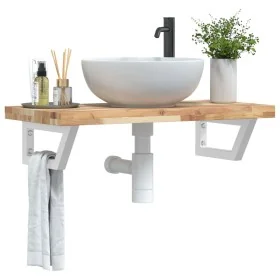 Estante de lavabo de pared acero y madera maciza de acacia de , Tocadores de baño - Ref: Foro24-3302694, Precio: 90,56 €, Des...