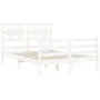 White solid wood bed frame with headboard 140x190 cm by vidaXL, Beds and slatted bases - Ref: Foro24-3194422, Price: 135,86 €...