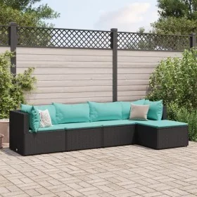Set de muebles de jardín 5 pzas y cojines ratán