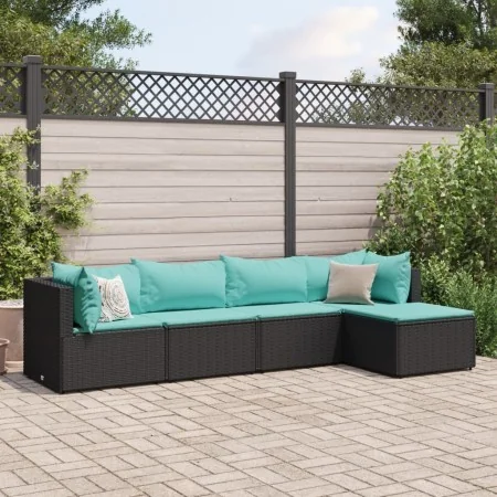 Set de muebles de jardín 5 pzas y cojines ratán sintético negro von , Gartensets - Ref: Foro24-3308060, Preis: 346,75 €, Raba...
