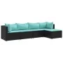 Set de muebles de jardín 5 pzas y cojines ratán sintético negro von , Gartensets - Ref: Foro24-3308060, Preis: 346,75 €, Raba...