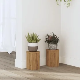 Soportes de plantas 2 uds madera roble artisian