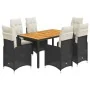 Set de mesa y sillas de jardín 7 pzas y cojines ratán PE negro | Foro24.es | Tu tienda online para hogar, jardín y más Foro24.es
