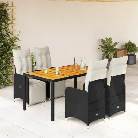 Mesita y sillas jardín 5 pzas y cojines ratán sintético negro von , Gartensets - Ref: Foro24-3277129, Preis: 702,66 €, Rabatt...