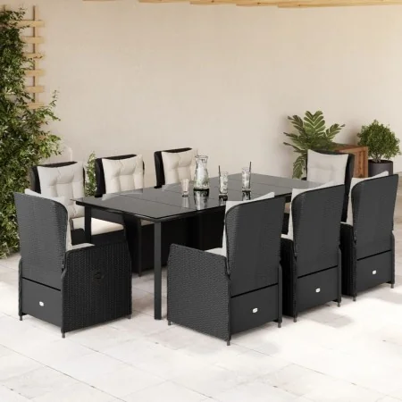Set de comedor de jardín 9 pzas y cojines ratán sintético negro by , Garden sets - Ref: Foro24-3262839, Price: 1,00 €, Discou...