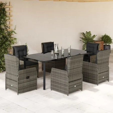 Set comedor jardín 7 pzas y cojines ratán sintético gris by , Garden sets - Ref: Foro24-3262866, Price: 1,00 €, Discount: -5%%