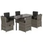 Set comedor jardín 7 pzas y cojines ratán sintético gris by , Garden sets - Ref: Foro24-3262866, Price: 1,00 €, Discount: -5%%