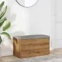 Banco almacenaje madera ingeniería roble artesanal 82x42x45 cm by , Benches for halls and storage - Ref: Foro24-857618, Price...