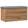 Banco almacenaje madera ingeniería roble artesanal 82x42x45 cm by , Benches for halls and storage - Ref: Foro24-857618, Price...