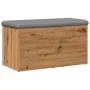 Banco almacenaje madera ingeniería roble artesanal 82x42x45 cm by , Benches for halls and storage - Ref: Foro24-857618, Price...