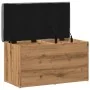 Banco almacenaje madera ingeniería roble artesanal 82x42x45 cm by , Benches for halls and storage - Ref: Foro24-857618, Price...
