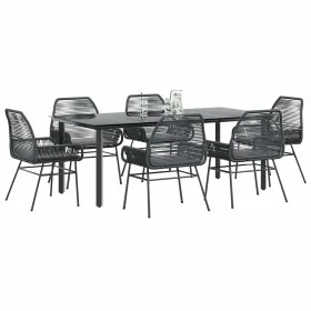 Set de comedor de jardín 7 piezas cojines ratán sintético negro von , Gartensets - Ref: Foro24-3334567, Preis: 565,68 €, Raba...