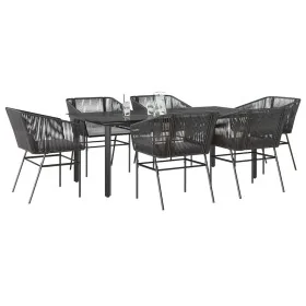 Set de comedor de jardín 7 piezas cojines ratán sintético negro by , Garden sets - Ref: Foro24-3334616, Price: 579,57 €, Disc...