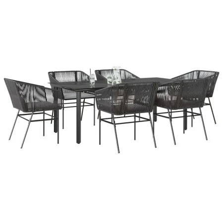 Set de comedor de jardín 7 piezas cojines ratán sintético negro by , Garden sets - Ref: Foro24-3334616, Price: 579,57 €, Disc...