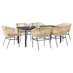 Juego de comedor de jardín 7 pzas con cojines ratán PE marrón von , Gartensets - Ref: Foro24-3334623, Preis: 579,57 €, Rabatt...