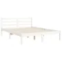White solid wood bed frame with headboard 140x190 cm by vidaXL, Beds and slatted bases - Ref: Foro24-3194422, Price: 135,86 €...
