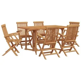 Juego de comedor de jardín de 7 piezas de madera