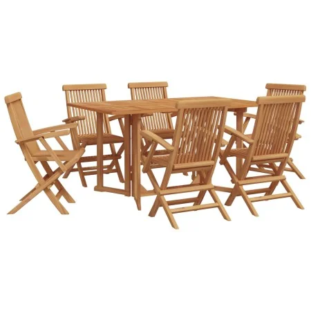 Juego de comedor de jardín de 7 piezas de madera maciza de teca | Foro24.es | Tu tienda online para hogar, jardín y más Foro24.es