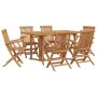 Juego de comedor de jardín de 7 piezas de madera maciza de teca | Foro24.es | Tu tienda online para hogar, jardín y más Foro24.es