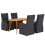 Conjunto de Comedor de Jardín de 5 Piezas con Cojines Negro Ratán Acacia | Foro24.es | Tu tienda online para hogar, jardín y más Foro24.es