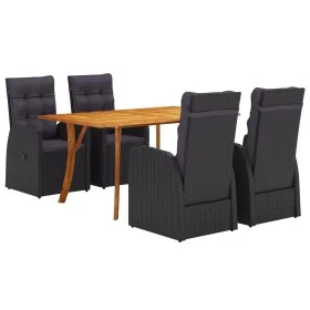 Set de Comedor de Jardín 7 Piezas Ratán Poliéster