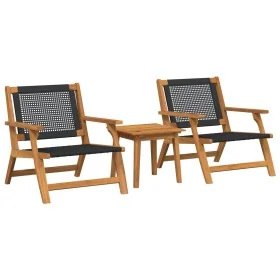 Juego de Sillas de Jardín con Mesa 3 pcs Negra de
