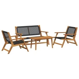 Sillas de jardín con mesa de 4 piezas en negro de