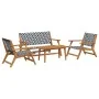 Set de 4 sillas de jardín con mesa en negro y blanco, de madera maciza de acacia | Foro24.es | Tu tienda online para hogar, jardín y más Foro24.es