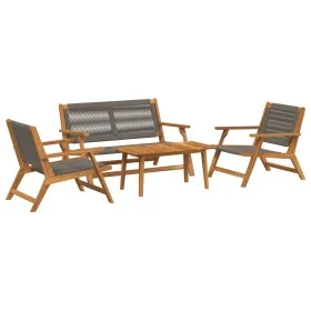 Sillas de jardín con mesa 4 piezas Gris Madera
