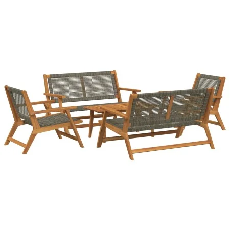 Sillas de jardín con mesa de 5 piezas en gris, de madera maciza de acacia | Foro24.es | Tu tienda online para hogar, jardín y más Foro24.es