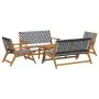 Juego de sillas y mesa de jardín 5 pcs en negro y blanco de madera de acacia | Foro24.es | Tu tienda online para hogar, jardín y más Foro24.es