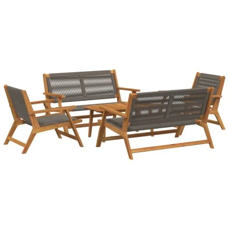Sillas de jardín con mesa de 5 piezas gris en madera de acacia | Foro24.es | Tu tienda online para hogar, jardín y más Foro24.es
