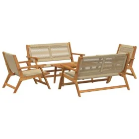 Sillas de jardín con mesa de 5 pcs Beige de