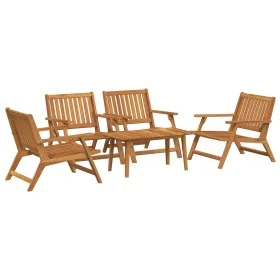 Sillas de jardín con mesa 5 pcs de madera maciza