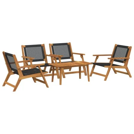 Juego de Sillas de Jardín con Mesa de 5 piezas, Negro, Madera Maciza de Acacia | Foro24.es | Tu tienda online para hogar, jardín y más Foro24.es