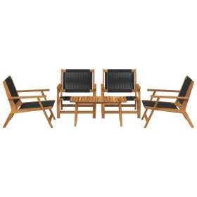 Sillas de jardín con mesa 5 pcs Negra de Madera