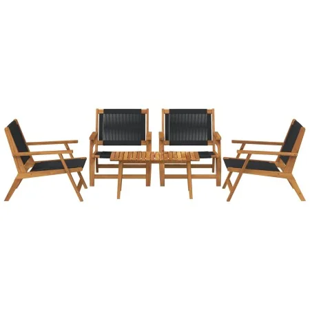 Sillas de jardín con mesa 5 pcs Negra de Madera Maciza de Acacia | Foro24.es | Tu tienda online para hogar, jardín y más Foro24.es