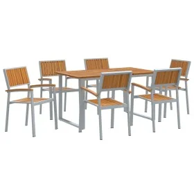 Conjunto de Comedor de Jardín de 7 Piezas Gris de
