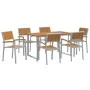 Conjunto de Comedor de Jardín de 7 Piezas Gris de Acero y Madera Sólida de Acacia | Foro24.es | Tu tienda online para hogar, jardín y más Foro24.es