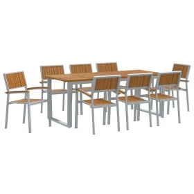 Conjunto de Comedor de Jardín de 9 Piezas Gris de