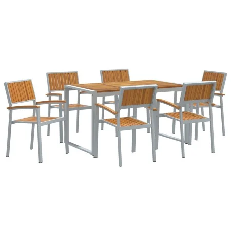 Conjunto de Comedor de Jardín de 7 Piezas de Madera Maciza de Acacia y Metal | Foro24.es | Tu tienda online para hogar, jardín y más Foro24.es